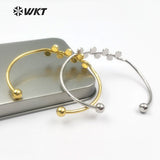 WT-B387 Generous Bracelet Bangle Natural Freshwater Pearl Brass