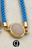 WT-B389 WKT Unique Design Nylon Rope Chain Round Shape Natural Stone Bracelet