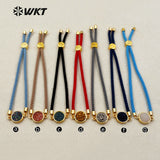 WT-B389 WKT Unique Design Nylon Rope Chain Round Shape Natural Stone Bracelet