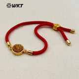 WT-B389 WKT Unique Design Nylon Rope Chain Round Shape Natural Stone Bracelet