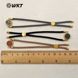 WT-B389 WKT Unique Design Nylon Rope Chain Round Shape Natural Stone Bracelet