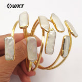 WT-B405 Double Pearl Bracelet with 24k gold Electroplated Adjustable Bracelets