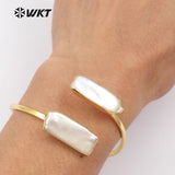 WT-B405 Double Pearl Bracelet with 24k gold Electroplated Adjustable Bracelets