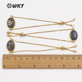 WT-B411 5pcs Custom Labradorite Charm Connectors Bracelet
