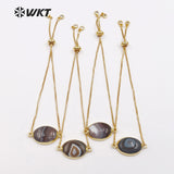 WT-B411 5pcs Custom Labradorite Charm Connectors Bracelet