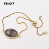 WT-B411 5pcs Custom Labradorite Charm Connectors Bracelet