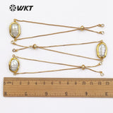 WT-B413 Freshwater Pearl Bracelets with 24k Gold Electroplated Style Pearl chain Bracelets