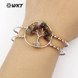 WT-B416 Euorope Design Silver Plated Colorful Natural stone Bangle Bracelet