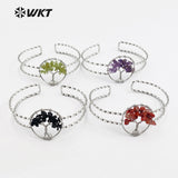 WT-B416 Euorope Design Silver Plated Colorful Natural stone Bangle Bracelet