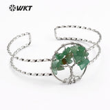 WT-B416 Euorope Design Silver Plated Colorful Natural stone Bangle Bracelet