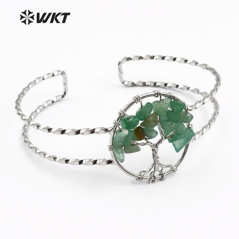 WT-B416 Euorope Design Silver Plated Colorful Natural stone Bangle Bracelet