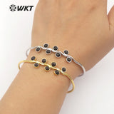 WT-B427 adjustable black stone bangles bracelet