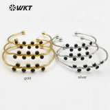 WT-B427 adjustable black stone bangles bracelet