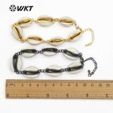 WT-B429 Custom Design Natural Cowrie Shell Stone Wrapped Bracelets