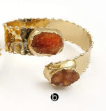 WT-B435 Natural Druzy stone Bangles With Gold Color Multi Stone