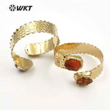 WT-B435 Natural Druzy stone Bangles With Gold Color Multi Stone