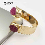 WT-B435 Natural Druzy stone Bangles With Gold Color Multi Stone