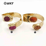 WT-B435 Natural Druzy stone Bangles With Gold Color Multi Stone