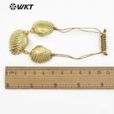 WT-B441 Gold Dipped Natural White Scallop Shell Boho Jewelry Gold Shell Bracelet