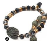 WT-B468 Labradorite Stone Elastic Beaded Gem Beads With Gold Charm Elegant Bracelet