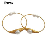 WT-B471 Natural Pearl Wire Wrapped Adjustable Bangle