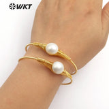 WT-B471 Natural Pearl Wire Wrapped Adjustable Bangle