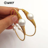 WT-B471 Natural Pearl Wire Wrapped Adjustable Bangle