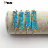 WT-B473 Natural Blue Vein Turquoises Rectangle Shape stones Bracelet Adjustable Bracelet