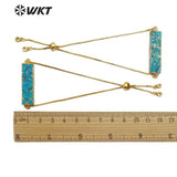 WT-B473 Natural Blue Vein Turquoises Rectangle Shape stones Bracelet Adjustable Bracelet