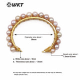 WT-B474 natural pearl gold handmade chain Bracelet