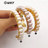 WT-B474 natural pearl gold handmade chain Bracelet