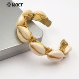 WT-B476 cowrie shell with gold handmade Chain Bracelet