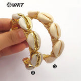 WT-B476 cowrie shell with gold handmade Chain Bracelet