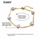 WT-B480 WKT natural freshwater pearl Bracelet adjustable gold Bangle