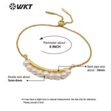 WT-B481 natural freshwater pearl adjustable gold Bangle vintage Bracelets