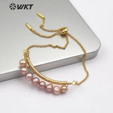 WT-B481 natural freshwater pearl adjustable gold Bangle vintage Bracelets
