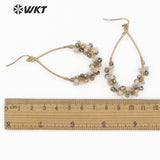 WT-E505 Boho Teardrop Shape Metal Hoop With Multi Colors Beads Charm Faceted Crystal Beads Wedding Earring