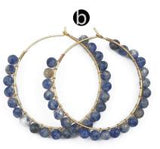 WT-E513 Vintage Design Natural Turquoises Round Gem-stone Beads Charm Earring