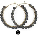 WT-E513 Vintage Design Natural Turquoises Round Gem-stone Beads Charm Earring