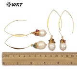 WT-E524 Baroque pearl With Brass Wire Wrapped Multi Tiny Beads Charm Fashion Earring