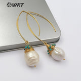 WT-E524 Baroque pearl With Brass Wire Wrapped Multi Tiny Beads Charm Fashion Earring