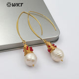 WT-E524 Baroque pearl With Brass Wire Wrapped Multi Tiny Beads Charm Fashion Earring