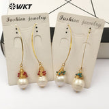 WT-E524 Baroque pearl With Brass Wire Wrapped Multi Tiny Beads Charm Fashion Earring