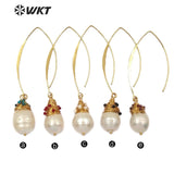 WT-E524 Baroque pearl With Brass Wire Wrapped Multi Tiny Beads Charm Fashion Earring