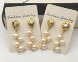 WT-E529 Four pieces Round Shape White Pearl With Wire Wrapped Earring