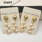 WT-E529 Four pieces Round Shape White Pearl With Wire Wrapped Earring