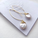 WT-E542Natural Freshwater Round Shape Pearl Pendant With Brass Wire Wrap Earring