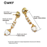 WT-E554 natural freshwater pearl with gold stars shape Earrings