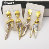 WT-E555 Generous design pearl Earrings in gold trim ornament