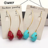 WT-E556 water drop shape natural shell pearl with stone pave Earrings